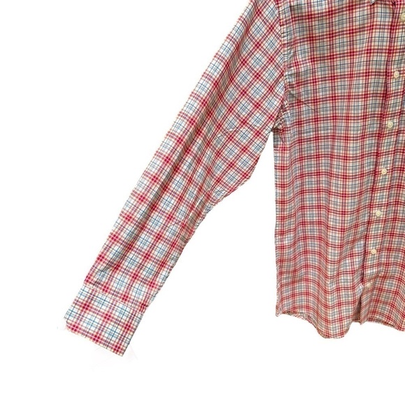 Coastal Cotton Plaid Long Sleeve Red White Blue Button Down Shirt‎ Mens Small - Picture 3 of 5